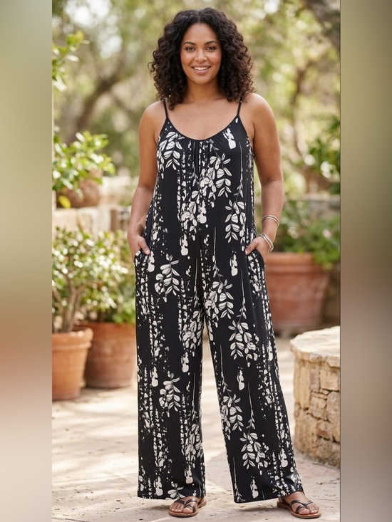 Pants - Black & White Wide Leg Jumpsuit w pockets NWOT